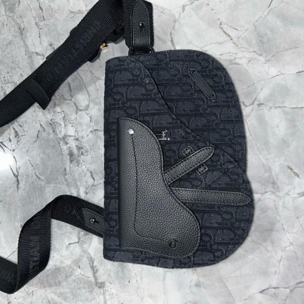 Dior Saddle Messenger Bag Oblique Jacquard One Shoulder Black